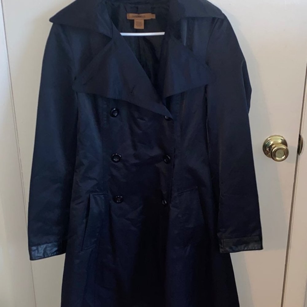 ARDEN B. Women's Black Trench Coat Faux Leather Tr